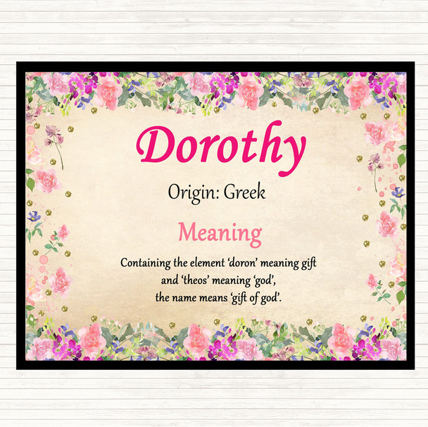 Dorothy Name Meaning Dinner Table Placemat Floral