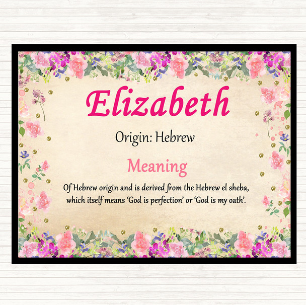 Elizabeth Name Meaning Dinner Table Placemat Floral