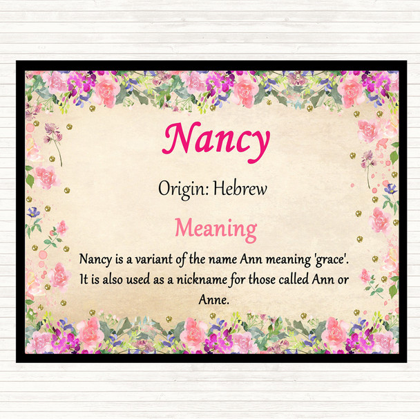 nancy Name Meaning Dinner Table Placemat Floral