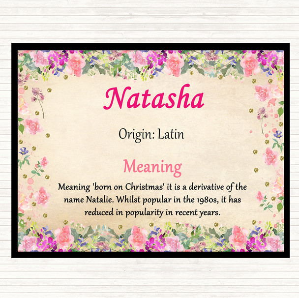 Natasha Name Meaning Dinner Table Placemat Floral