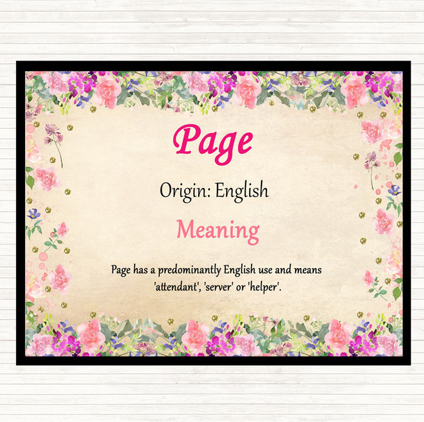 Page Name Meaning Dinner Table Placemat Floral