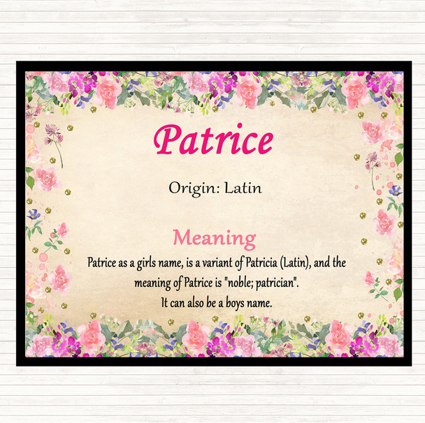 Patrice Name Meaning Dinner Table Placemat Floral