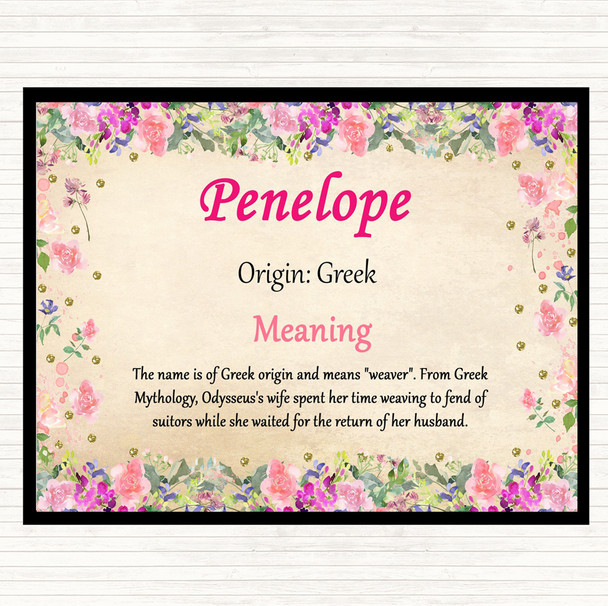 Penelope Name Meaning Dinner Table Placemat Floral