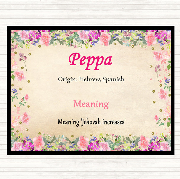 Peppa Name Meaning Dinner Table Placemat Floral