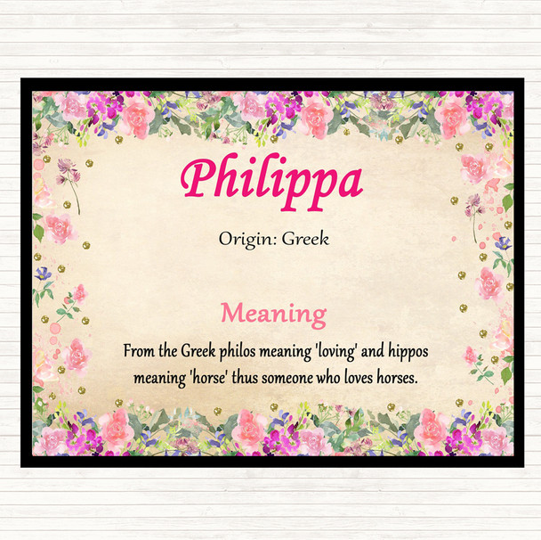 Philippa Name Meaning Dinner Table Placemat Floral
