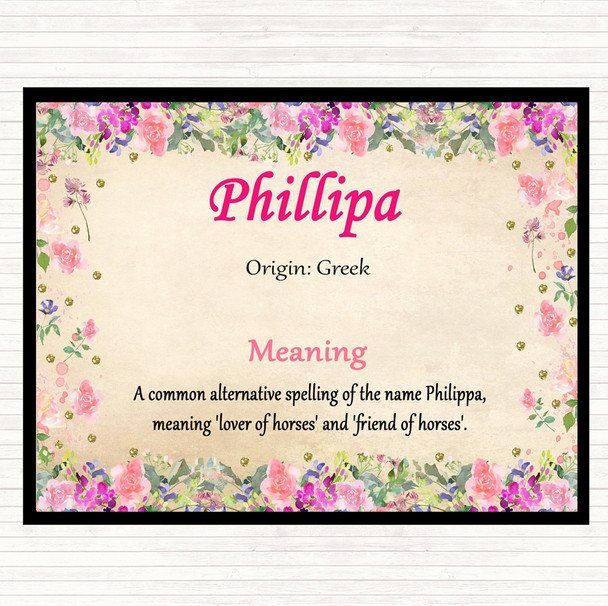 Phillipa Name Meaning Dinner Table Placemat Floral