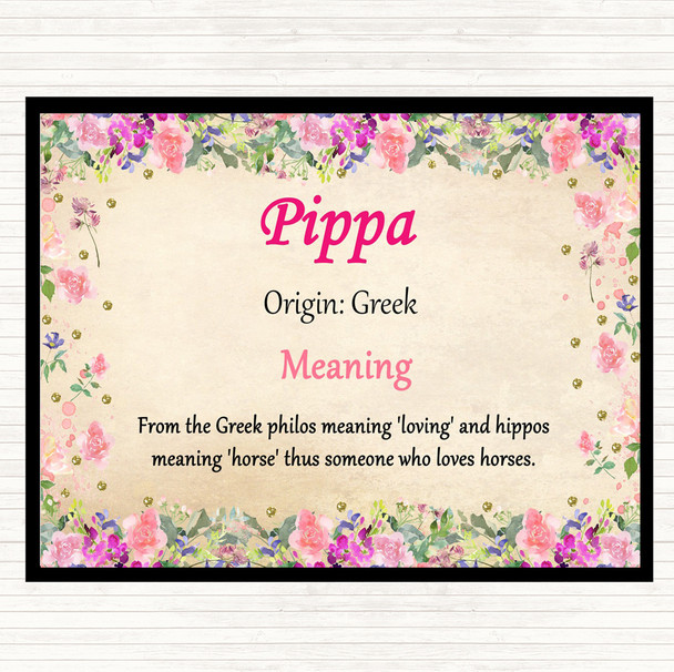 Pippa Name Meaning Dinner Table Placemat Floral