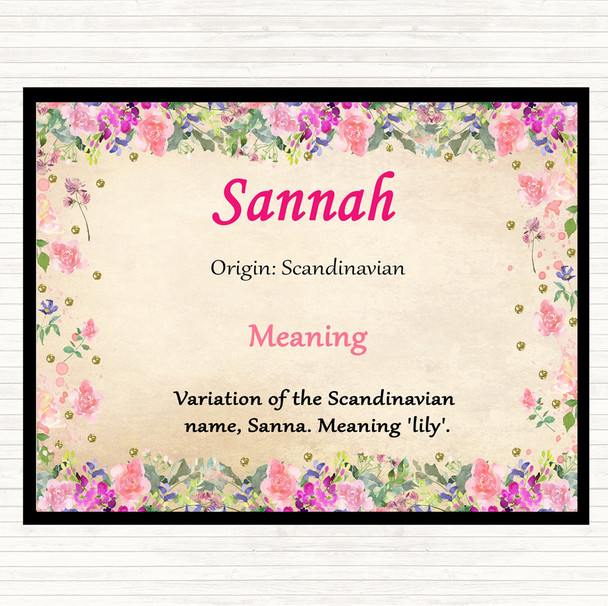 Sannah Name Meaning Dinner Table Placemat Floral