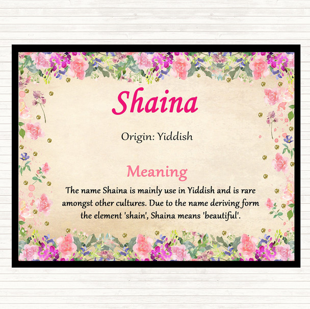 Shaina Name Meaning Dinner Table Placemat Floral