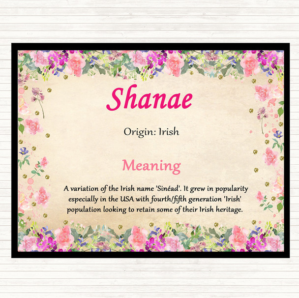 Shanae Name Meaning Dinner Table Placemat Floral