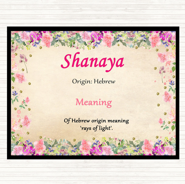 Shanaya Name Meaning Dinner Table Placemat Floral