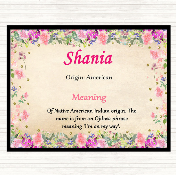 Shania Name Meaning Dinner Table Placemat Floral