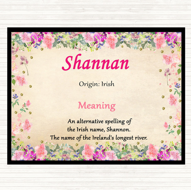 Shannan Name Meaning Dinner Table Placemat Floral