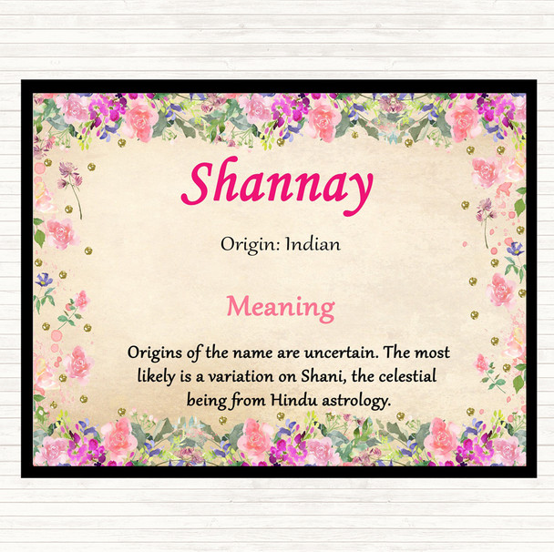Shannay Name Meaning Dinner Table Placemat Floral