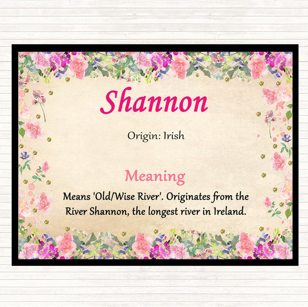 Shannon Name Meaning Dinner Table Placemat Floral