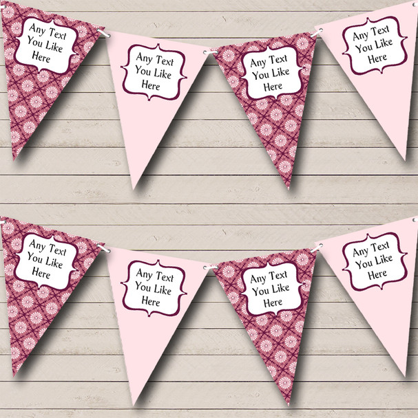 Vintage Retro Floral Pink Personalised Wedding Venue or Reception Bunting