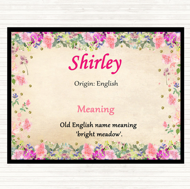 Shirley Name Meaning Dinner Table Placemat Floral