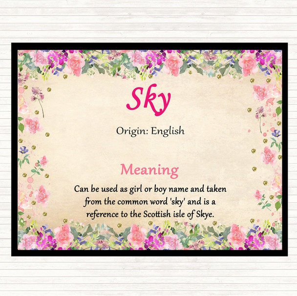 Sky Name Meaning Dinner Table Placemat Floral