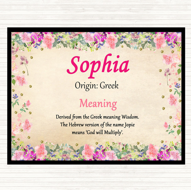 Sophia Name Meaning Dinner Table Placemat Floral