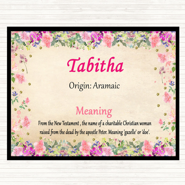 Tabitha Name Meaning Dinner Table Placemat Floral