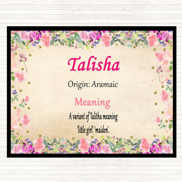 Talisha Name Meaning Dinner Table Placemat Floral
