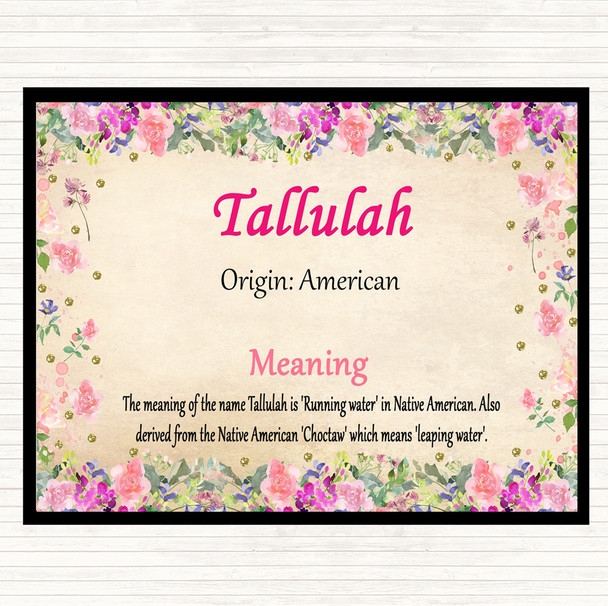 Tallulah Name Meaning Dinner Table Placemat Floral