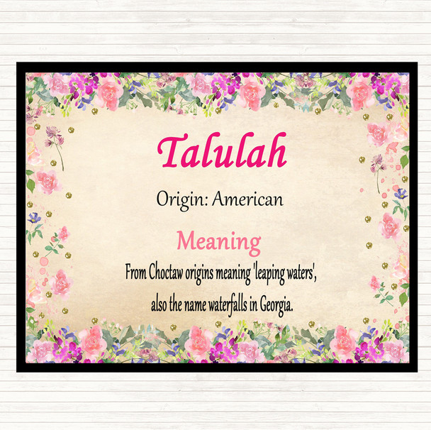 Talulah Name Meaning Dinner Table Placemat Floral