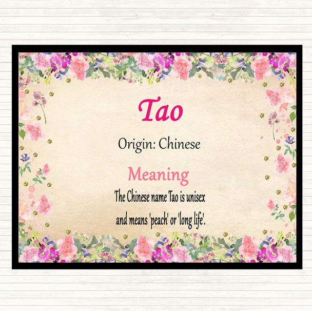 Tao Name Meaning Dinner Table Placemat Floral