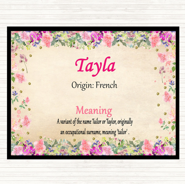 Tayla Name Meaning Dinner Table Placemat Floral