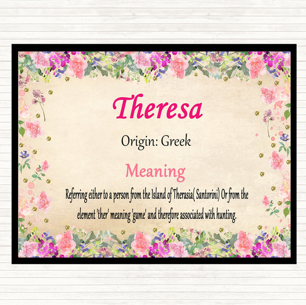Theresa Name Meaning Dinner Table Placemat Floral