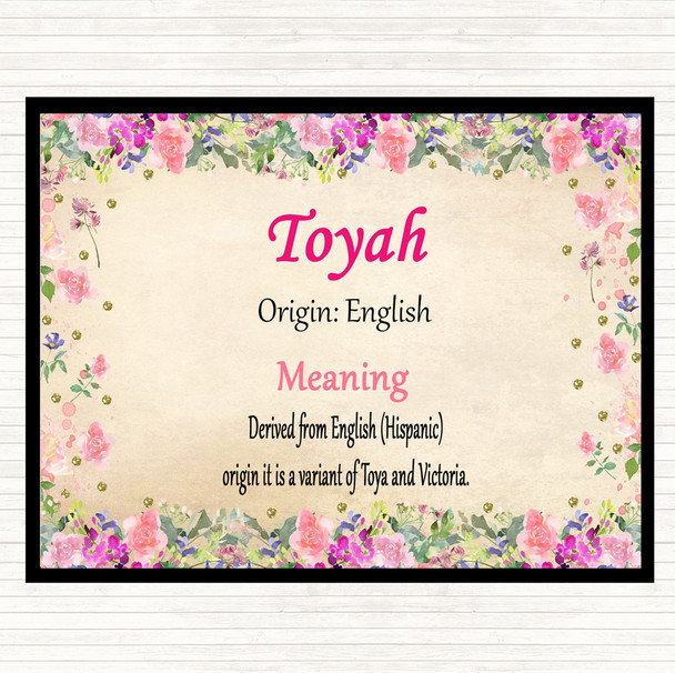 Toyah Name Meaning Dinner Table Placemat Floral
