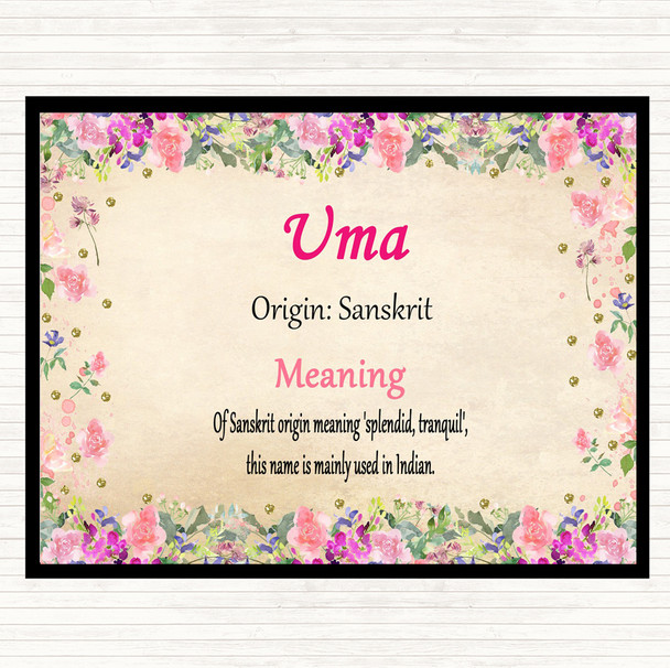 Uma Name Meaning Dinner Table Placemat Floral