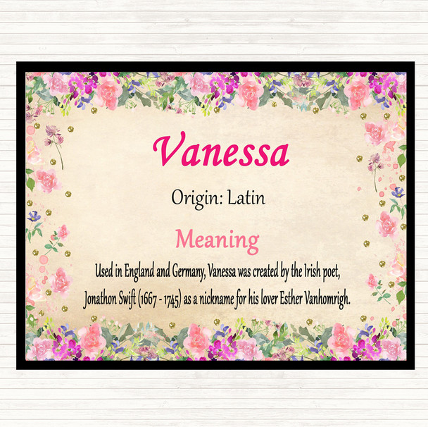 Vanessa Name Meaning Dinner Table Placemat Floral