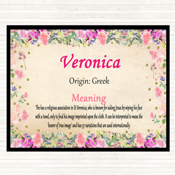 Veronica Name Meaning Dinner Table Placemat Floral