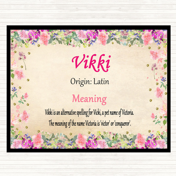 Vikki Name Meaning Dinner Table Placemat Floral