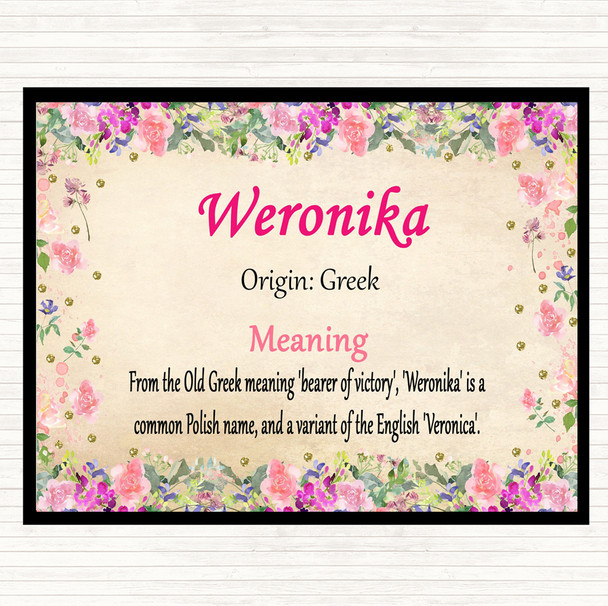 Weronika Name Meaning Dinner Table Placemat Floral