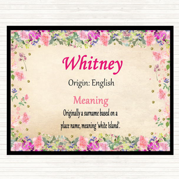 Whitney Name Meaning Dinner Table Placemat Floral