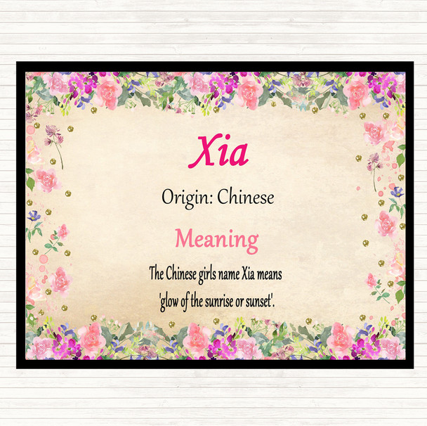 Xia Name Meaning Dinner Table Placemat Floral