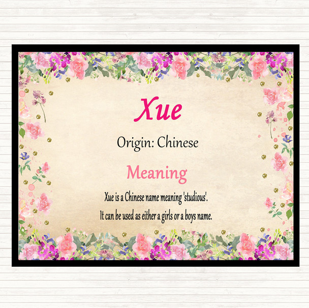 Xue Name Meaning Dinner Table Placemat Floral