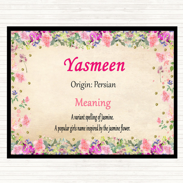 Yasmeen Name Meaning Dinner Table Placemat Floral