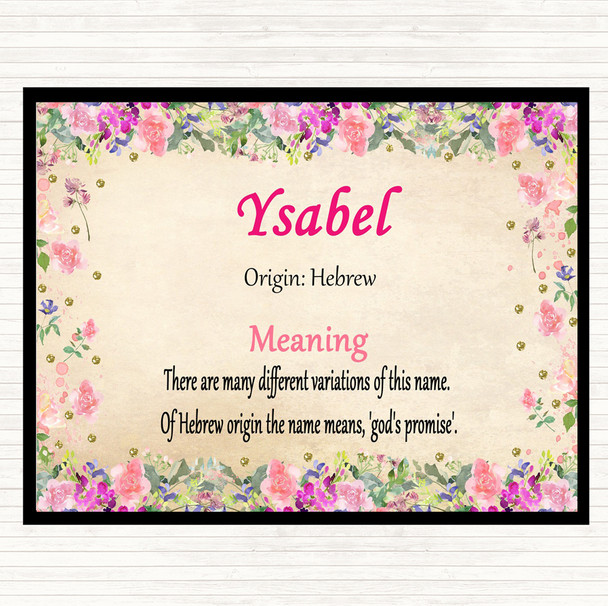 Ysabel Name Meaning Dinner Table Placemat Floral