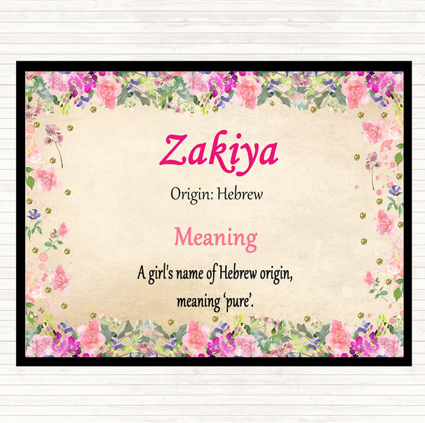 Zakiya Name Meaning Dinner Table Placemat Floral