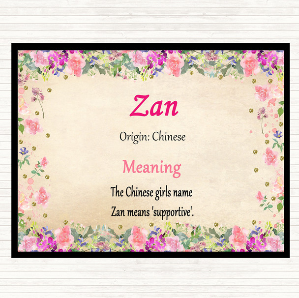 Zan Name Meaning Dinner Table Placemat Floral