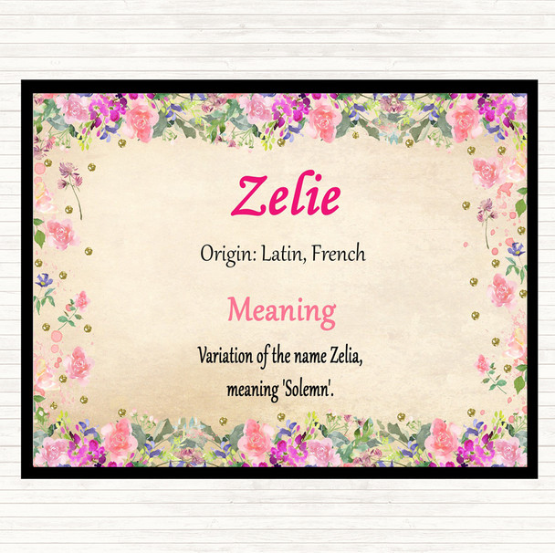 Zelie Name Meaning Dinner Table Placemat Floral