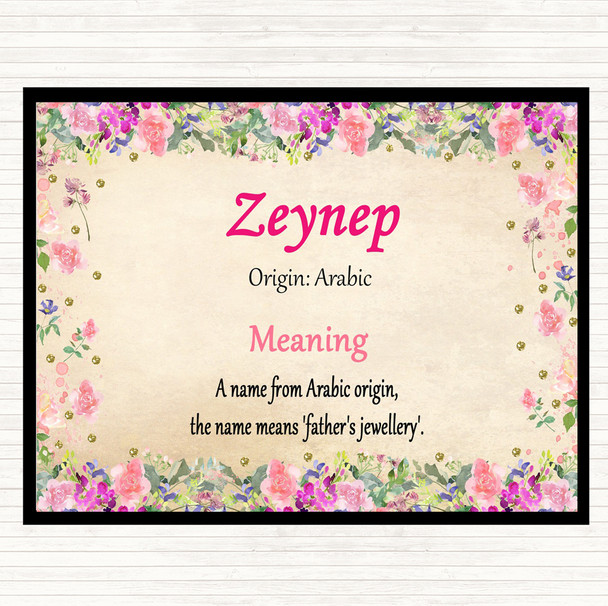Zeynep Name Meaning Dinner Table Placemat Floral