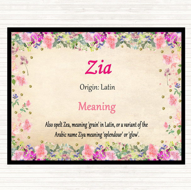 Zia Name Meaning Dinner Table Placemat Floral