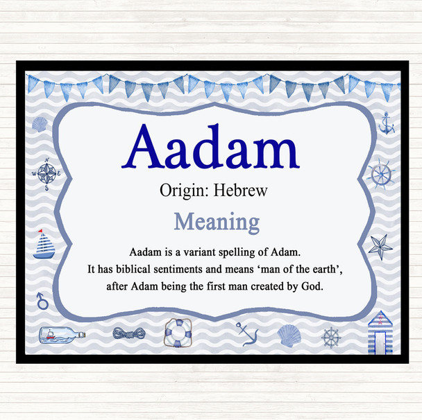 Aadam Name Meaning Dinner Table Placemat Nautical