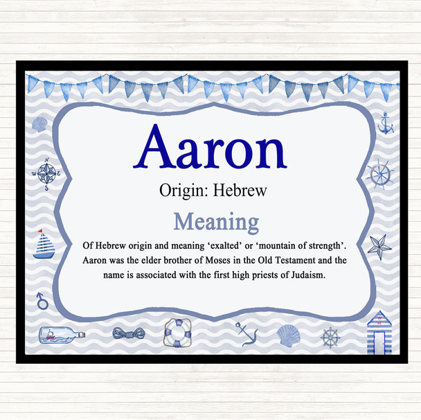 Aaron Name Meaning Dinner Table Placemat Nautical