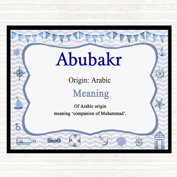 Abubakr Name Meaning Dinner Table Placemat Nautical