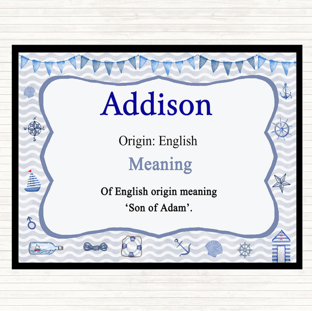 Addison Name Meaning Dinner Table Placemat Nautical